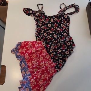 Express Black floral off the shoulder dress.